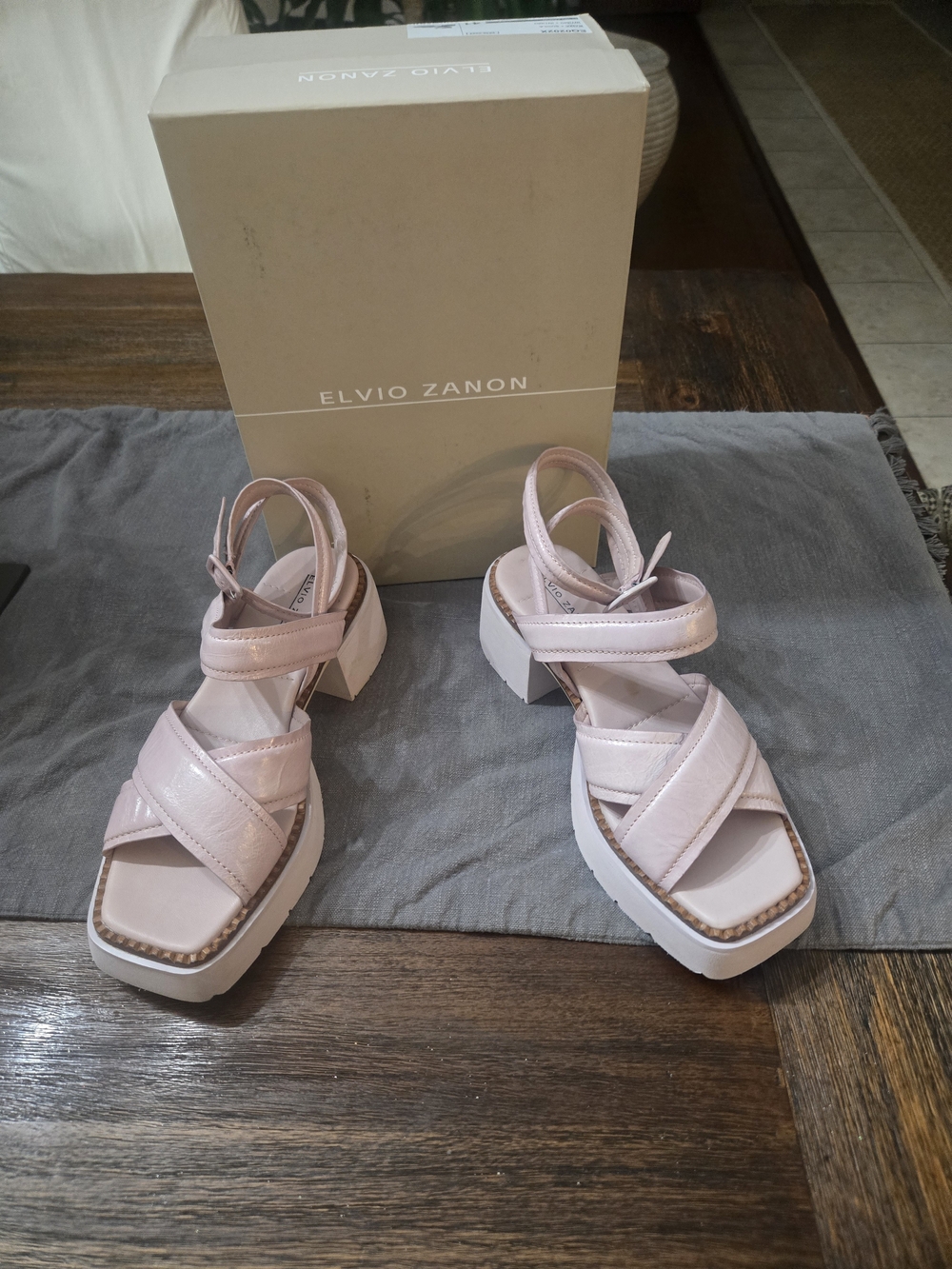 ELVIO ZANON Pink Leather Platform Sandals SIZE 41/10
